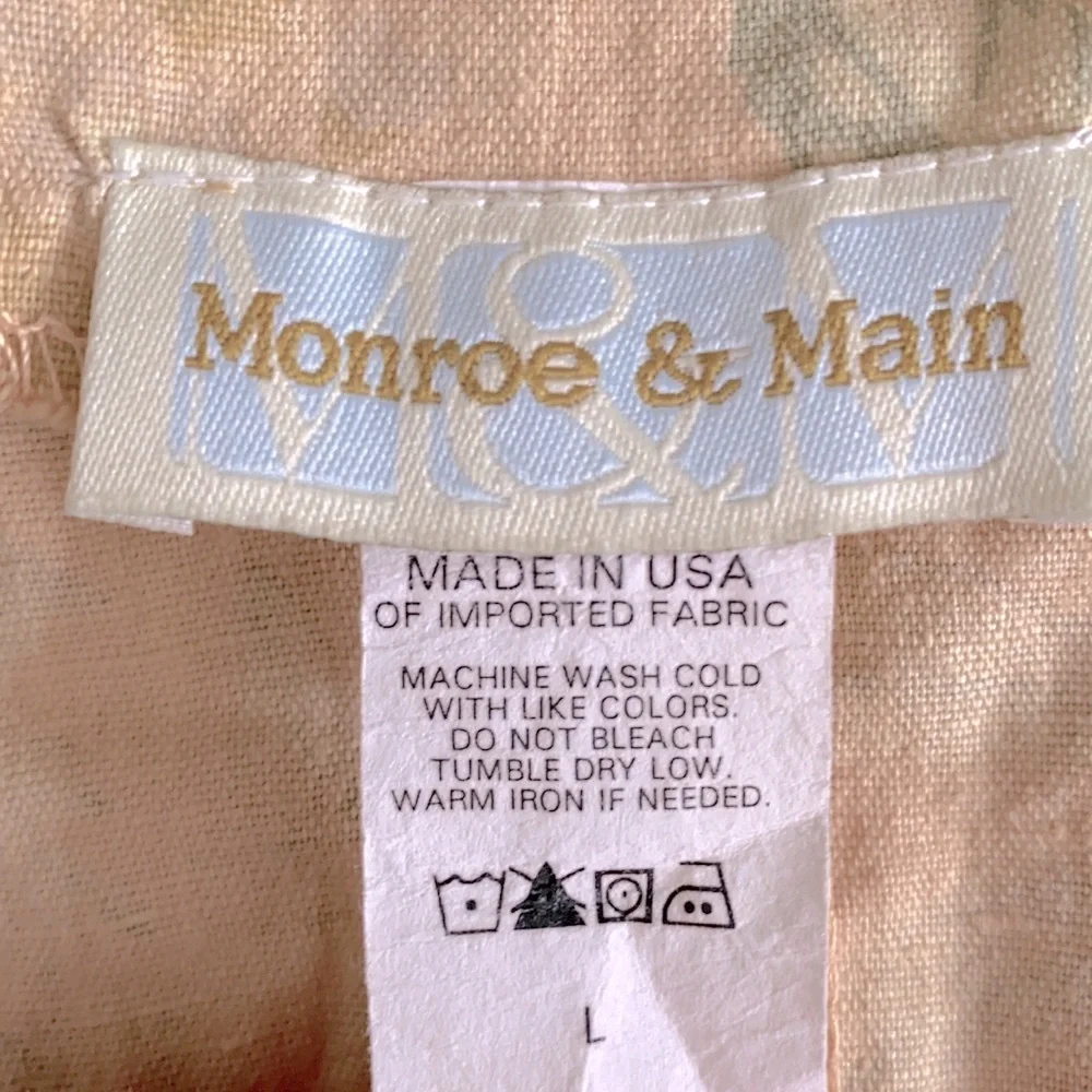 {VTG} Monroe & Main | Linen Cotton Floral Print Button Front Ruffle Trim Top - Picture 9 of 15